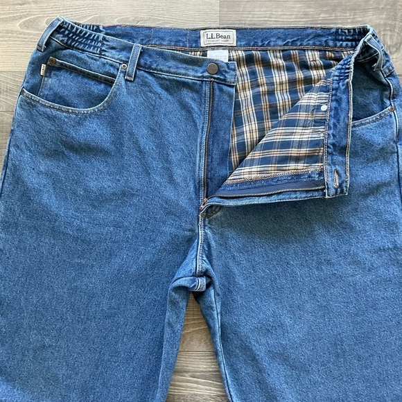 42x32 LL Bean Double L Flannel Lined Jeans Men’s Blue Denim Comfort Waist 212508 - Picture 1 of 12